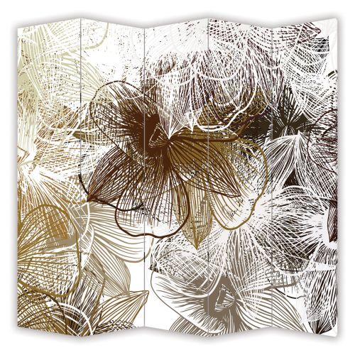 P9324 Decorative Screen Room divider Abstract Floral Mural in Gold and Brown Shades (3,4,5 or 6 panels)