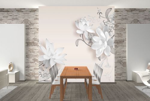 T9350 Wallpaper 3D Delicate white flowers