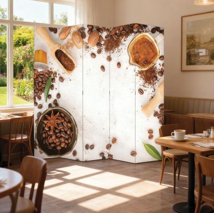 P9356 Decorative Screen Room divider The secrets of aromatic coffee (3,4,5 or 6 panels)