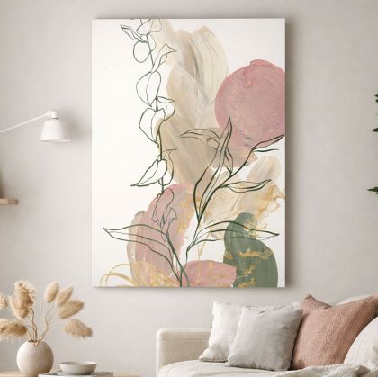 1144 Wall art decoration Silence in Pink and Gold
