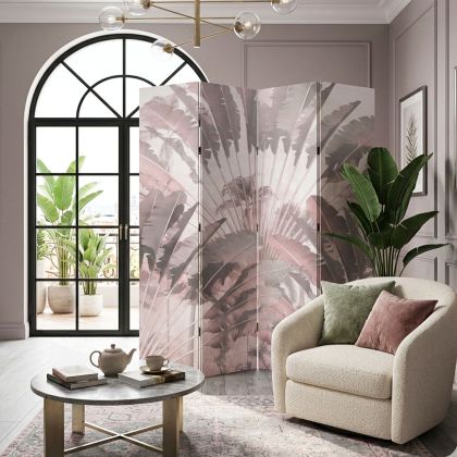 P9310 Decorative Screen Room divider Tropical elegance in pastel pink (3,4,5 or 6 panels)