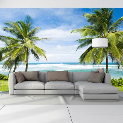 T0661 Wallpaper Beautiful beach with palms