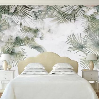 T0896 Wallpaper Tropical leaves in green