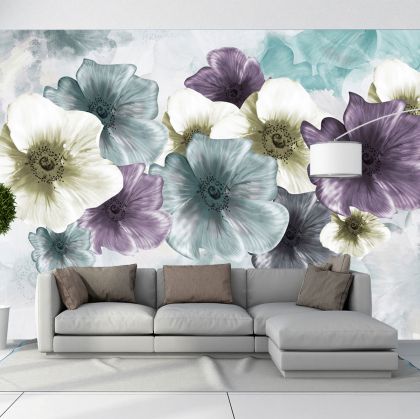 T0990 Wallpaper Abstraction with flowers
