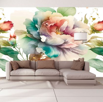 T1011 Wallpaper Roses in pasel colors