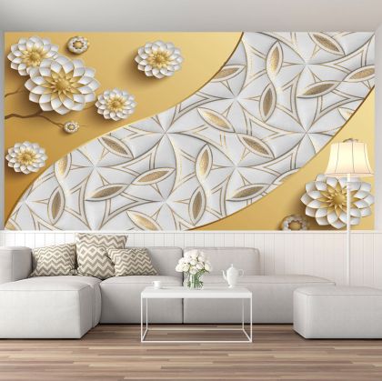 T9095 Wallpaper 3D Flowers and leather