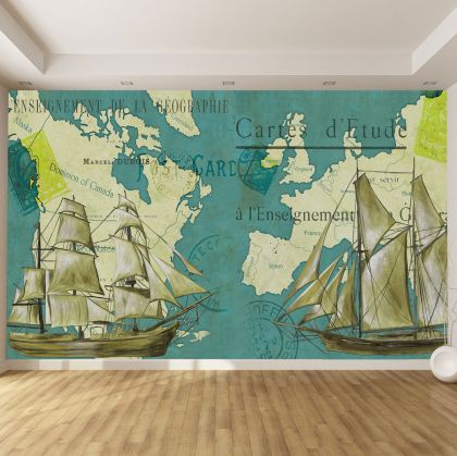 T9107 Wallpaper Vintage ships
