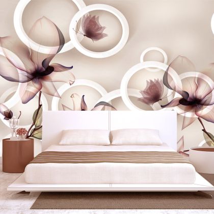 T9155 Wallpaper 3D Flowers and circles