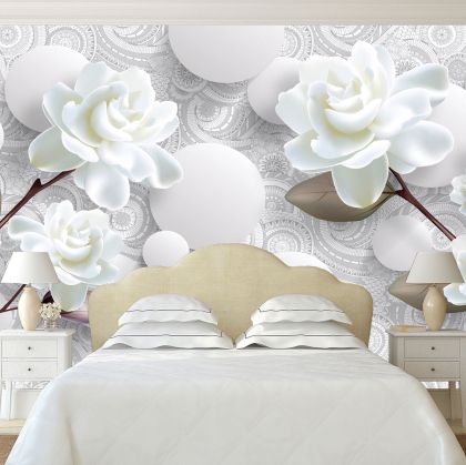 T9156 Wallpaper 3D Flowers and spheres