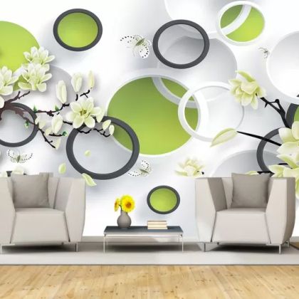 T9205 Wallpaper 3D Flowers and circles