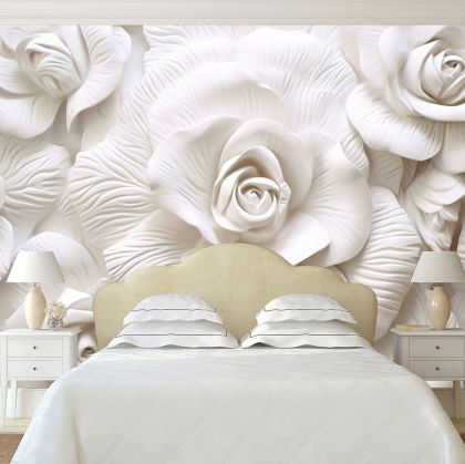 T9238 Wallpaper 3D White roses