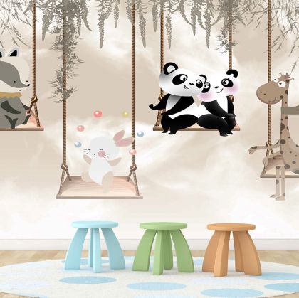 T9335 Wallpaper Cute animals on swings