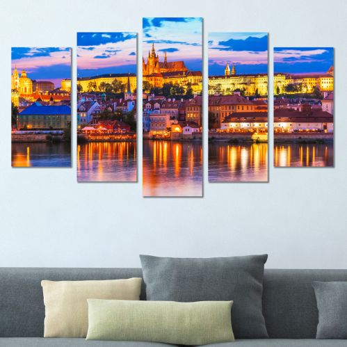 Canvas wall art Prague cityscape