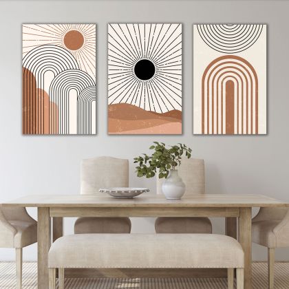 1157 Wall art decoration (set of 3 pieces) Geometry of Sunrise