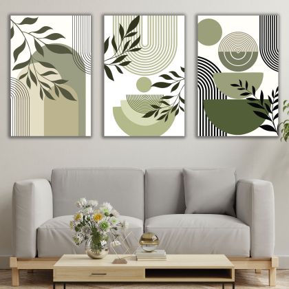 1162 Wall art decoration (set of 3 pieces) Green Harmony