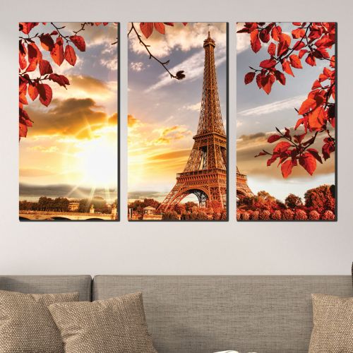 canvas art decoration Paris orange