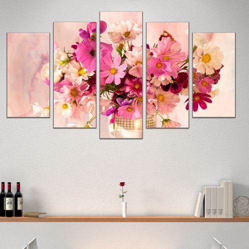 wall art canvas decoration set with beautiful flowers