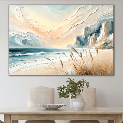 1181 Serenity by the Shore - Modern Pastel Coastal Landscape Wall Art