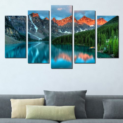 wall art canvas decoration set with mountain landscape