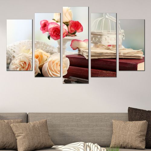 Canvas art set Vintage composition with roses