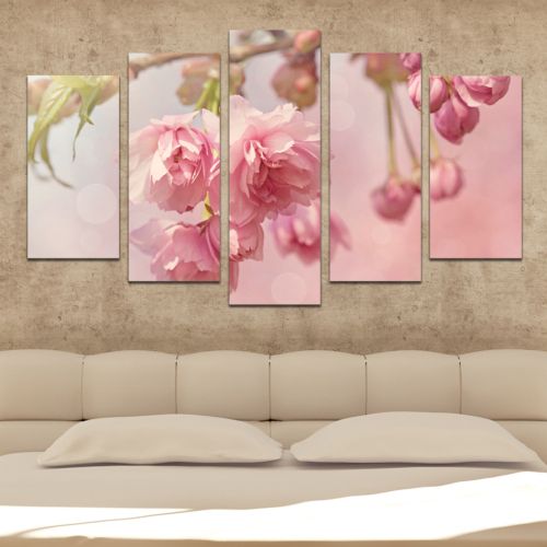 Canvas art set pink cherry blossom tree