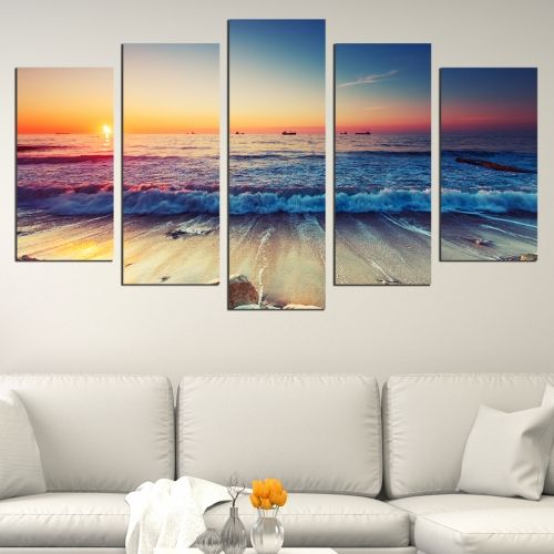 5 pieces home decoration with sea, beach, sunset