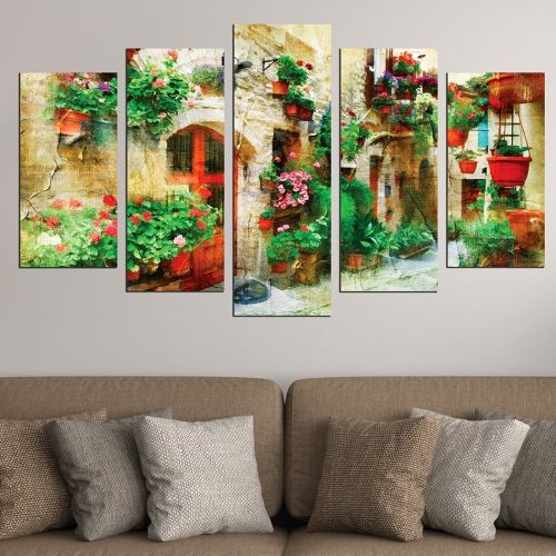 Винтидж пейзаж от Италия декоративно пано от 5 части 