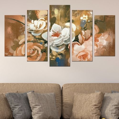 Canvas wall art for living room or bedroom with art flowers