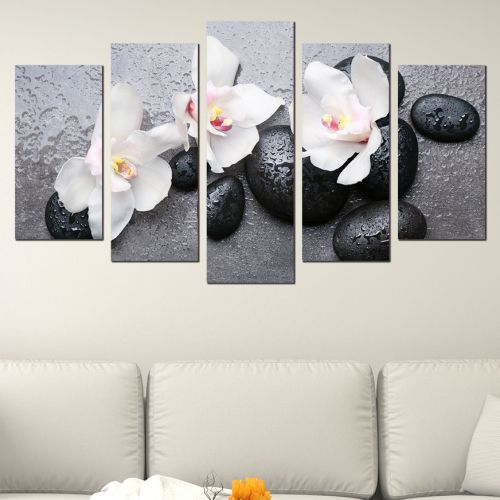 Canvas art set zen composition black white grey