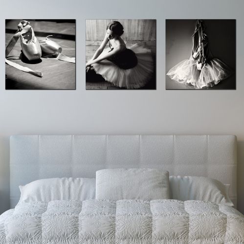 set of 3 wall decorations in black and white Ballet