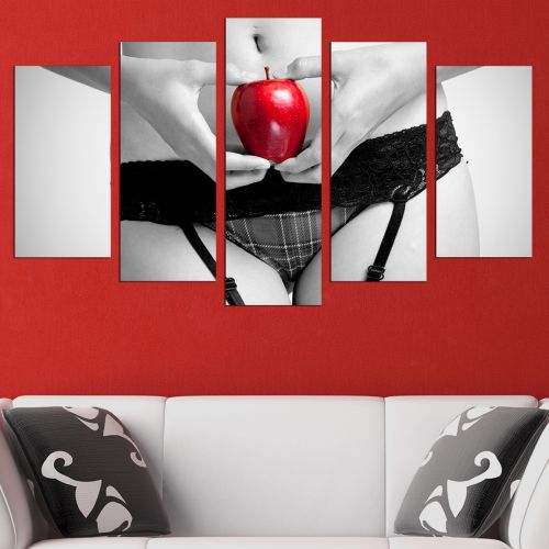 canvas wall art set with red apple