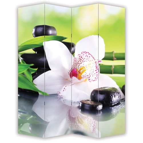 P0162 Room devider (screen) White orchid with reflection (3,4,5 or 6 panels)