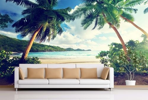 T9043 Фототапет Красив плаж с палми за всекидневна