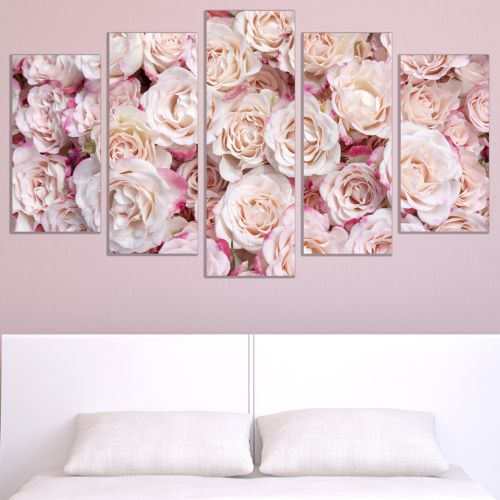 0751 Wall art decoration (set of 5 pieces) Abstract roses for bedroom