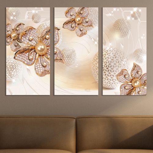 9093 Wall art decoration (set of 3 pieces) Jewelry and spheres