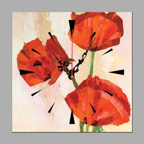 C0010 _1 Clock with print Art red poppies