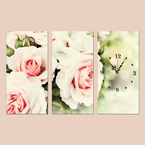 C0033 _3 Clock with print 3 pieces Pure beauty