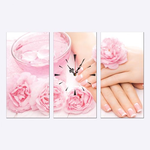 C0803 _3 Clock with print 3 pieces French manicure