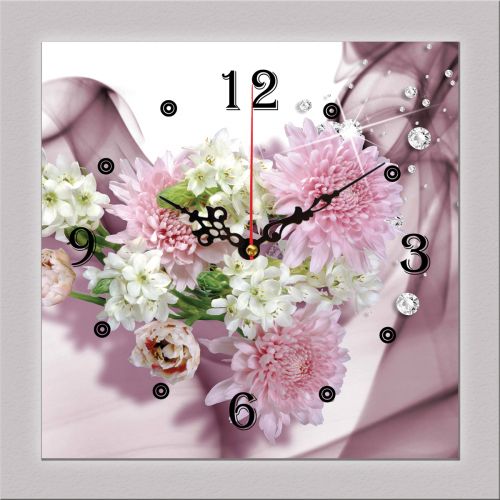 C144_1 Clock with print Flowers and diamonds