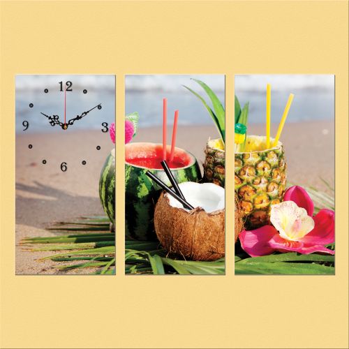 C0182 _3 Clock with print 3 pieces Exotic cocktails