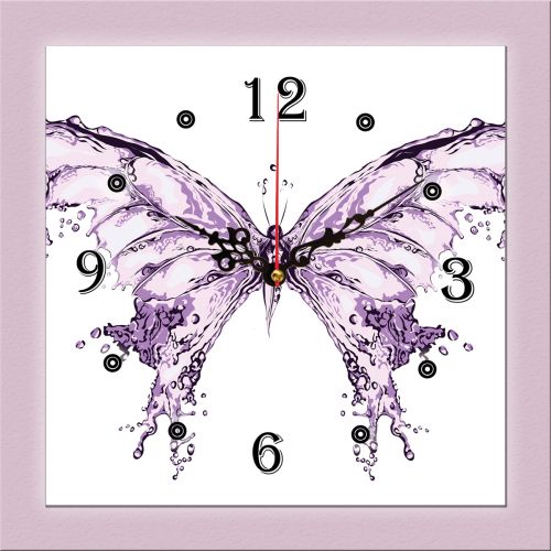 C0191_1 Clock with print Abstract butterfly