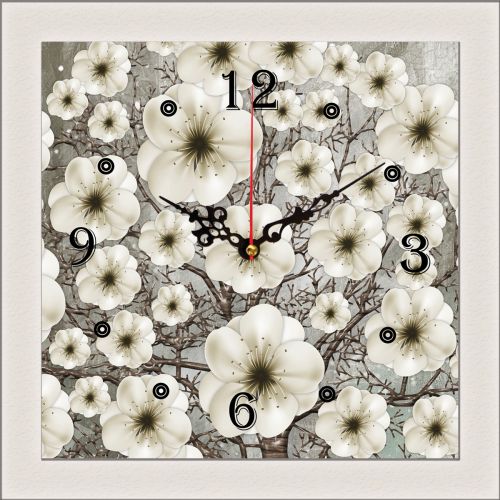 C9159_1 Clock with print Abstract tree