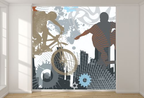 T9172 Wallpaper Abstraction - boys in the city