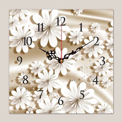 C9013_1 Clock with print Flowers and diamonds