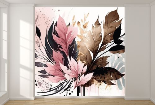T0951 Фототапет Абстракция с цветя и листа