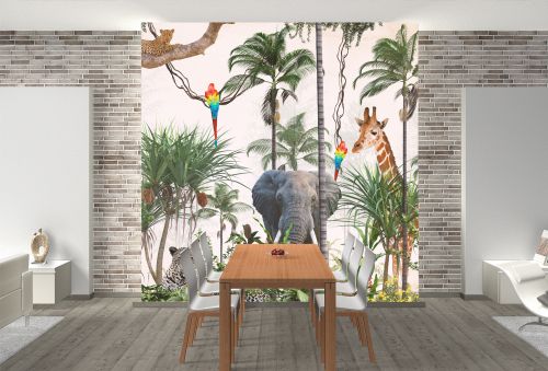T9236 Wallpaper Tropical landscape with animals