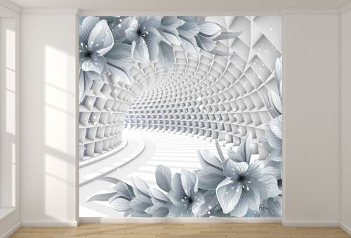 T9260 Wallpaper 3D Tunnel with flowers