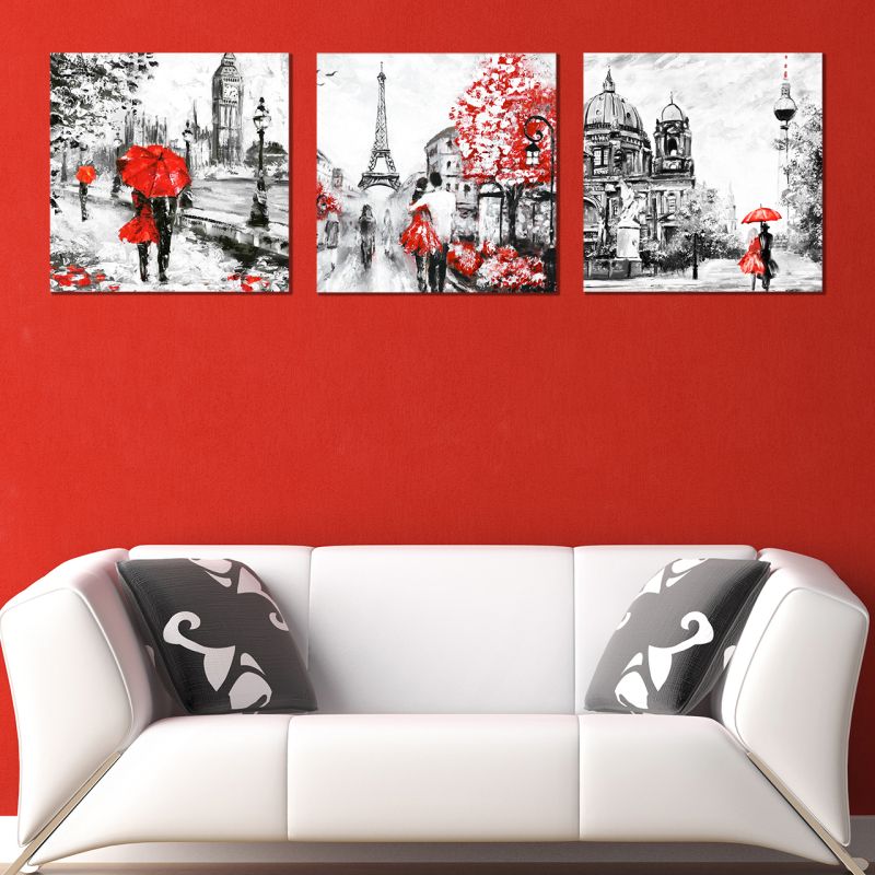 Online modern wall  art  decoration  of 3 pieces London Paris 