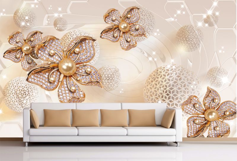 Wallpapers - Flowers PHOTO WALLPAPERS - Wallpapers - Flowers T9093 Wallpaper  3D Jewelry and spheres by IWIdecor