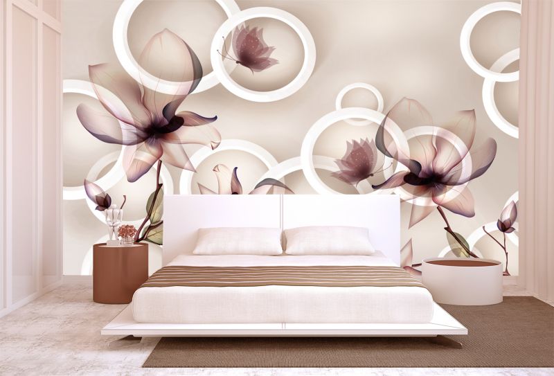 Wallpapers - Flowers PHOTO WALLPAPERS - Wallpapers - Flowers T9155 Wallpaper  3D Flowers and circles by IWIdecor